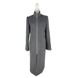 Lattelier Grey Zip Up Long Trench Coat Jacket Womens Size Small New Thumb Holes